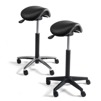Sattelstuhl, Arbeitshocker, Schmal, Premium-Kunstleder, Höhe