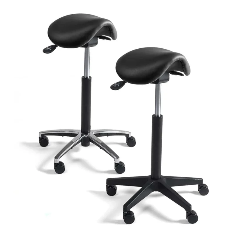 Sattelstuhl, Arbeitshocker, Schmal, Premium-Kunstleder, Höhe