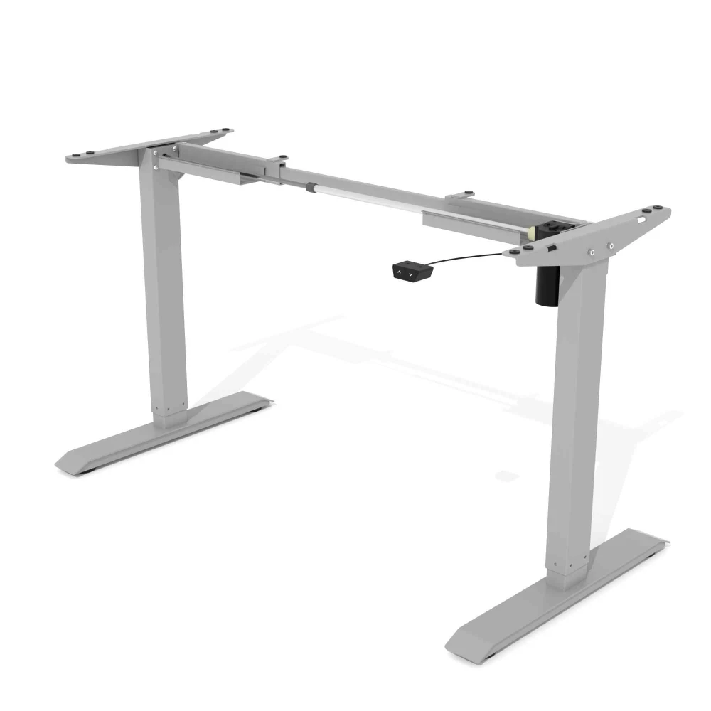 Schreibtischgestell-elektrisch-hoehenverstellbar-basic-grau-elektrisch Höhenverstellbarer Schreibtisch Gestell elektrisch "Basic"