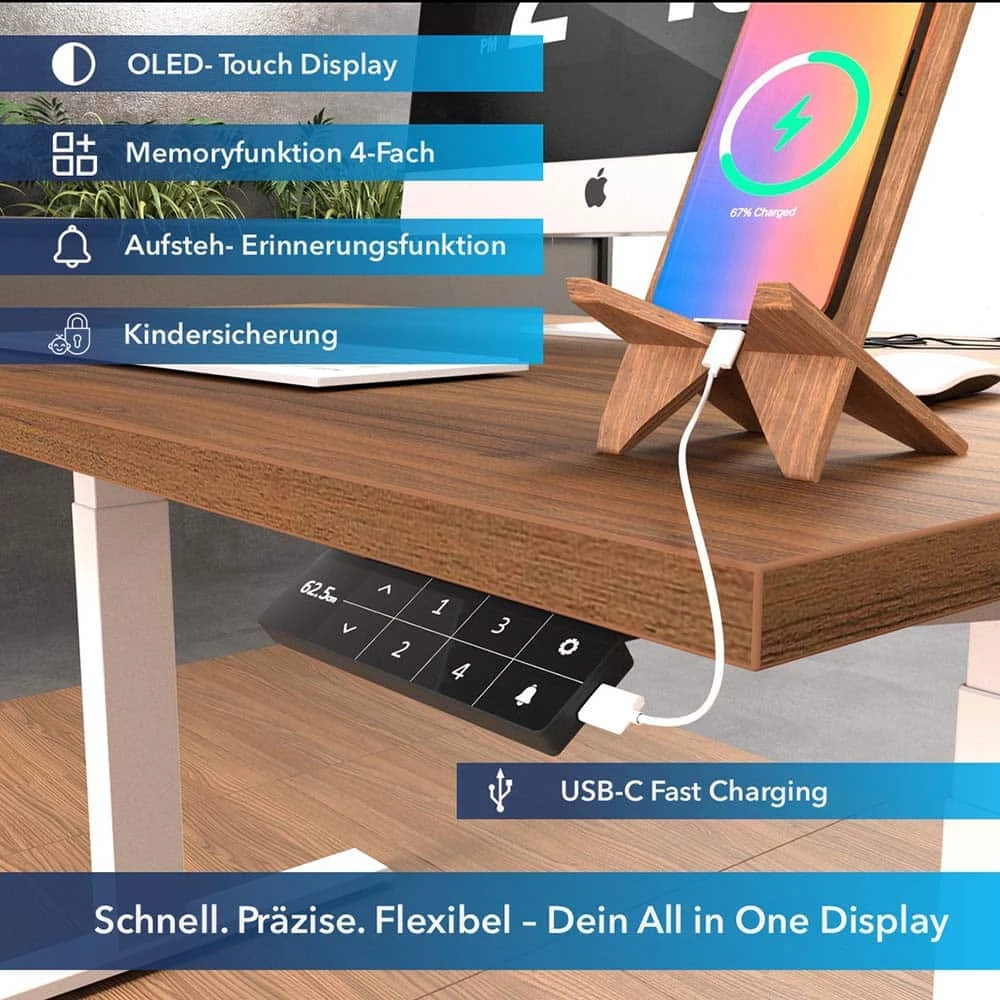 USB-C-Aufladen-am-Schreibtisch-vom-Handset-fuer-Bueromoebel-loesung Computertisch höhenverstellbar Studio-Edition elektrisch | 5