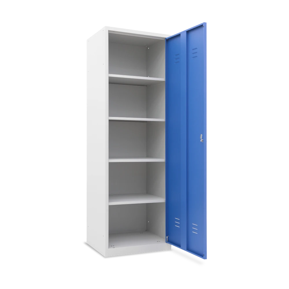 WAESCHESPIND_1-TUERE_4-FB_DR_OFFEN_7035-5010 Wäschespind 600 mm – 4 Fachböden (600 × 500 × 1800 mm) – Detailansicht