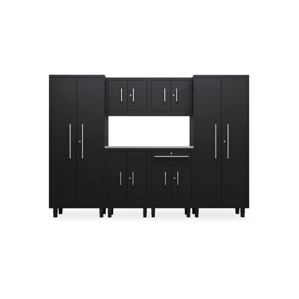 WERKSTATT-ESSENTIAL_7-SET_STAHL_FRONTAL_9005-9005 Werkstatt-Komplett-Set Essential 07 – 3050 mm Zeile