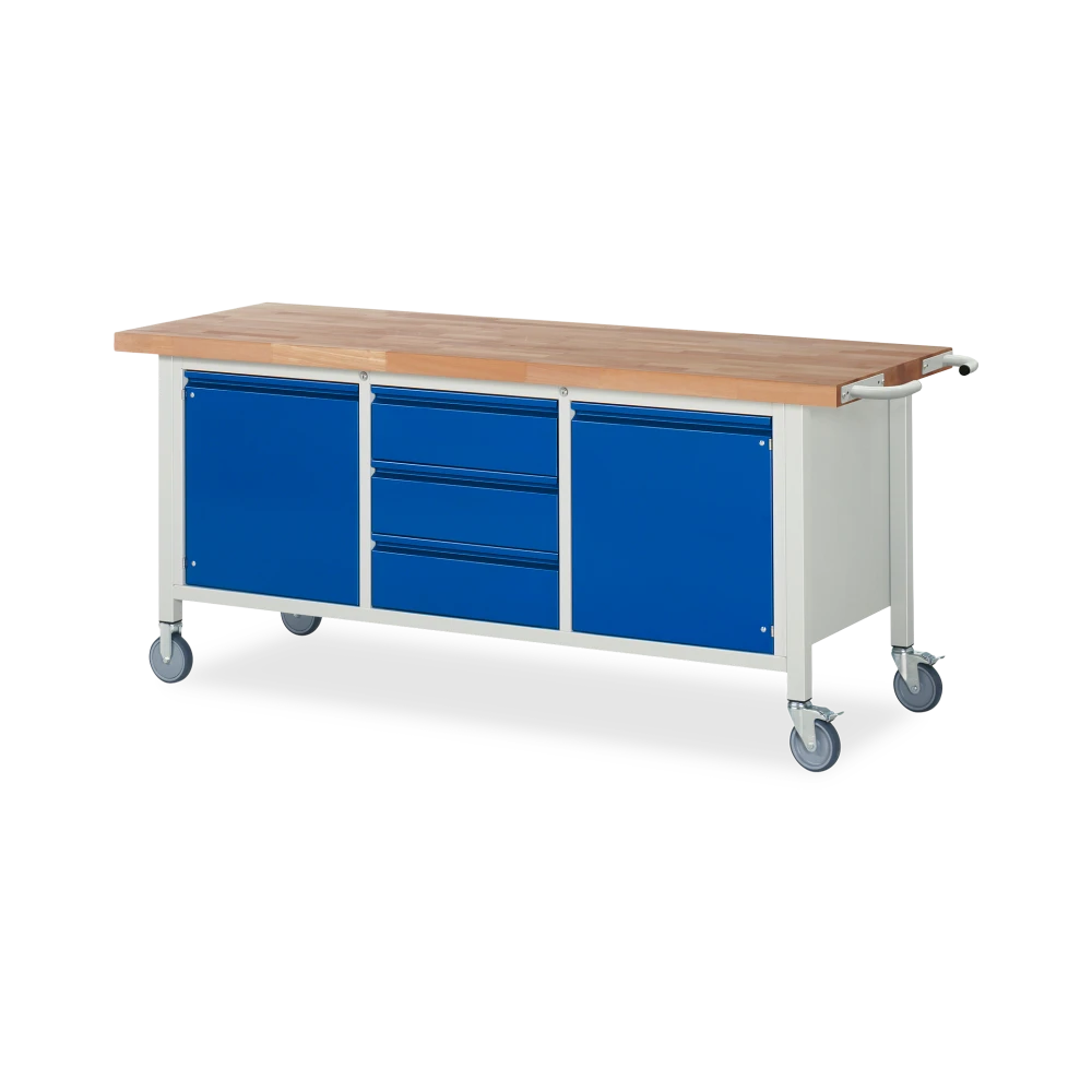 fahrbare-werkbank-absenkbar-basic-8-3-schubladen-2-tueren-v1 fahrbare werkbank absenkbar basic 8 3 schubladen 2 tueren v1