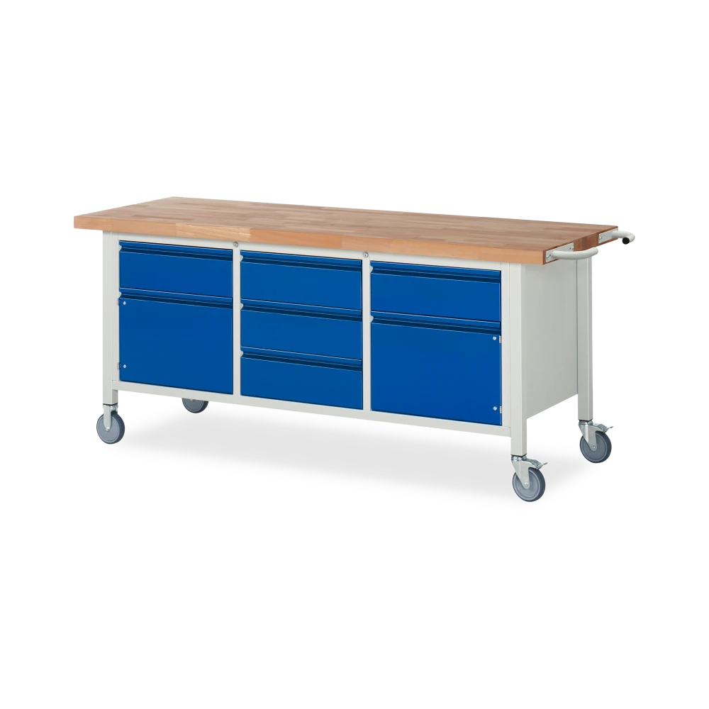 fahrbare-werkbank-absenkbar-basic-8-5-schubladen-2-tueren-v1 fahrbare werkbank absenkbar basic 8 5 schubladen 2 tueren v1