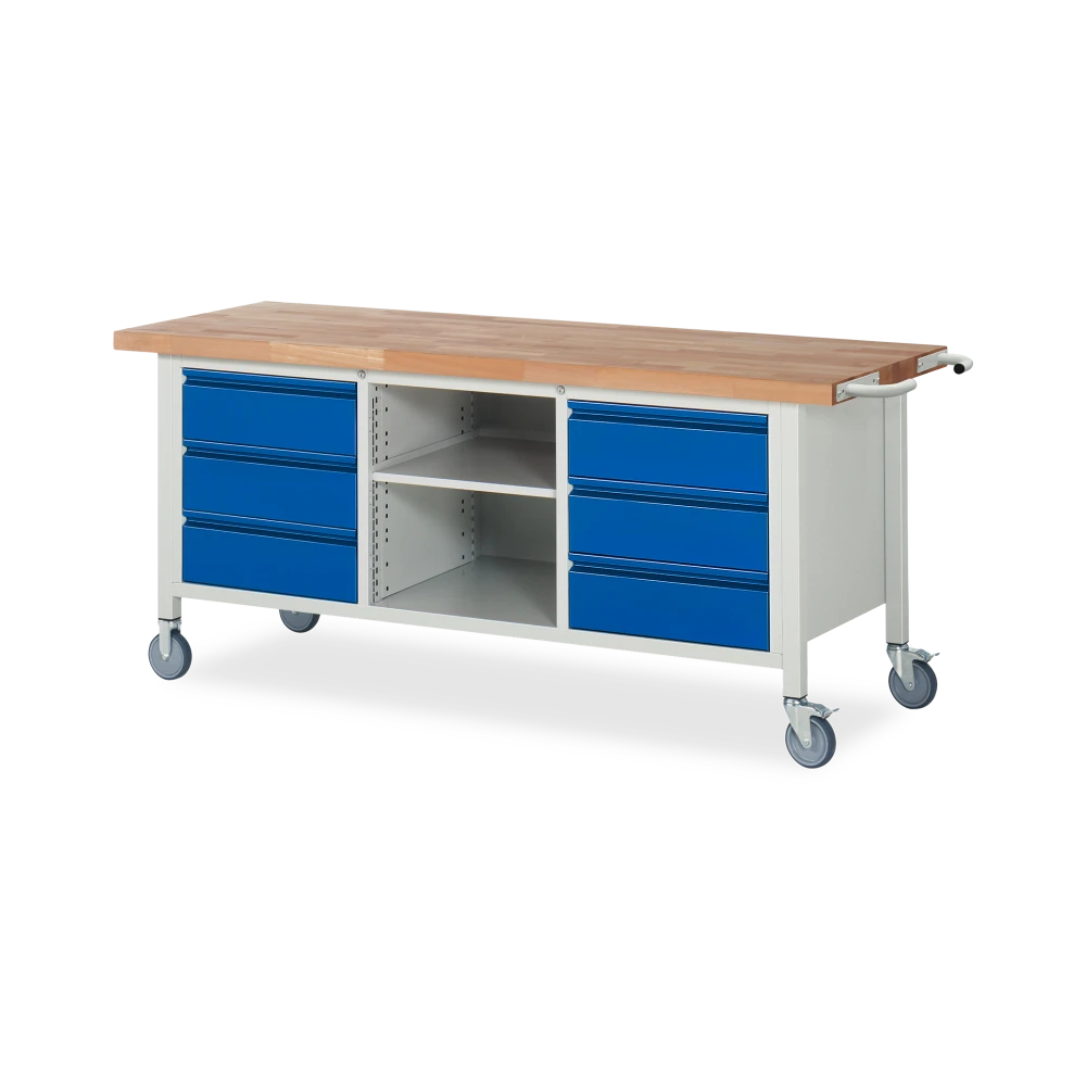 fahrbare-werkbank-absenkbar-basic-8-ablagefach-6-schubladen-v1 fahrbare werkbank absenkbar basic 8 ablagefach 6 schubladen v1