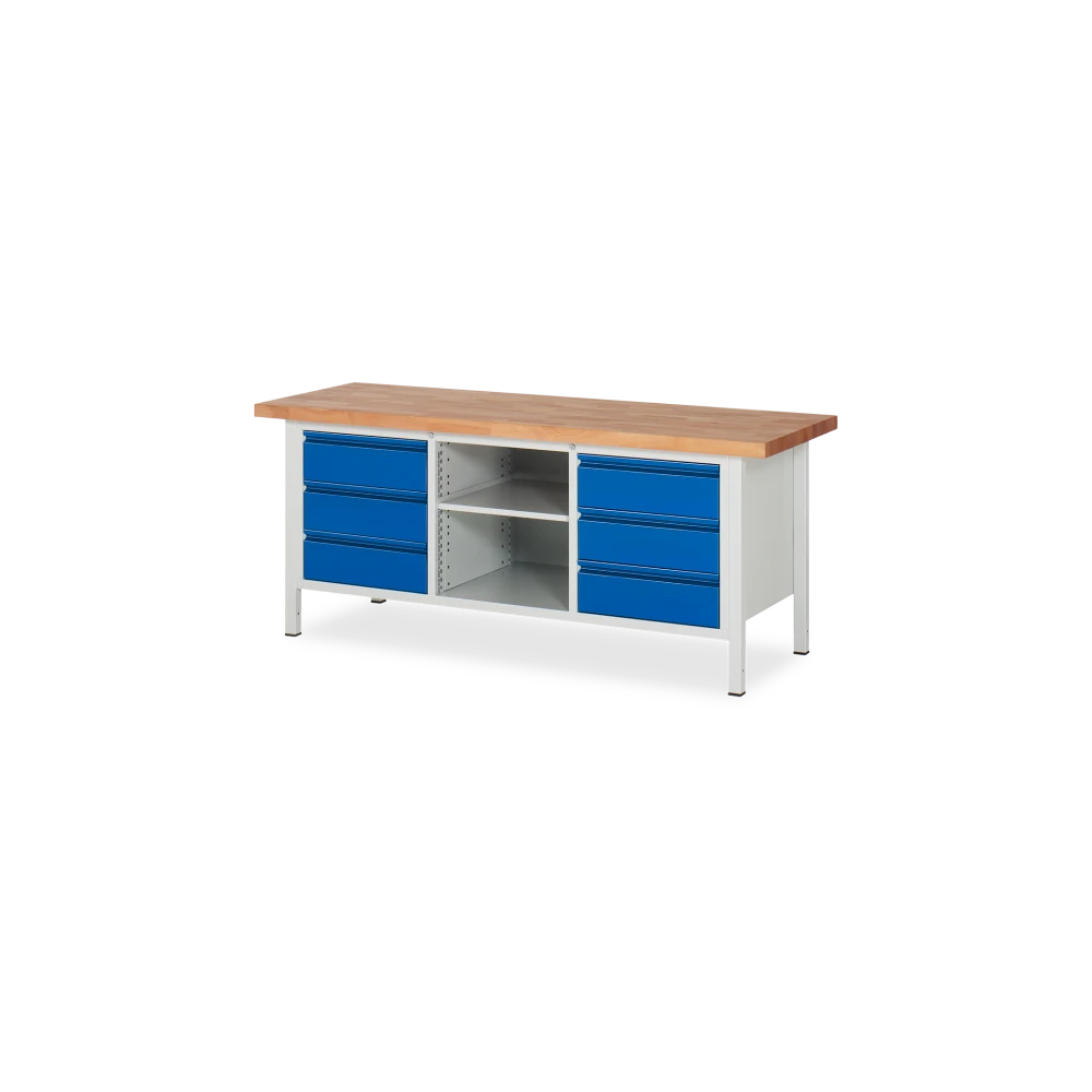 profi-werkbank-serie-basic-8-2000-mit-2x-facher-6x-schubladen-v1 profi werkbank serie basic 8 2000 mit 2x facher 6x schubladen v1