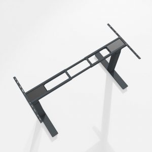Höhenverstellbarer Schreibtisch Gestell Anthrazit Pro Longlife mit Handset frontal diagonale Perspektive Vogel Perspektiv