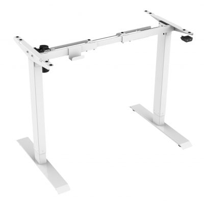 Höhenverstellbarer Schreibtisch Gestell Schreibtischgestell Basic mit Belastbarkeit bis 70 kg und 1 Motor in Weiß Seitlich