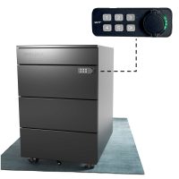 Rollcontainer metall mit verschliessbar elektronischem Zahlenschloss fuer buero und Home Office in schwarz