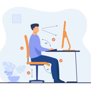Schreibtischhöhe Rechner ergonomisch Arbeiten, Sitzen & Stehen korrekte Haltung Gesund im Büro